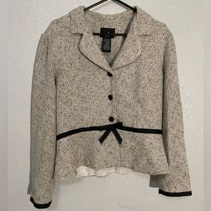 Positive attitude tweed bow jacket